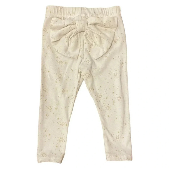 6-9 Months Cat & Jack Gold Stars & Bow Bottom Leggings - Picture 2 of 3